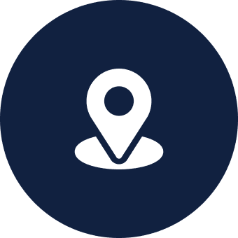 A blue circle with an image of a pin on it